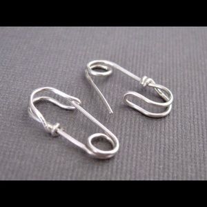 Sterling Silver Safety Pin Earrings, Artisan Crafted